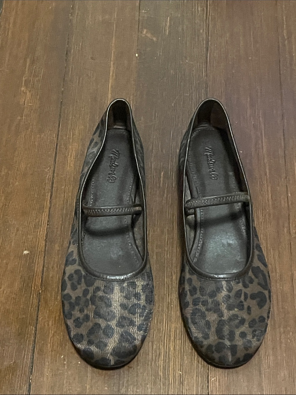 Madewell Leopard Print Mary Jane Ballet Flats in Black Brown